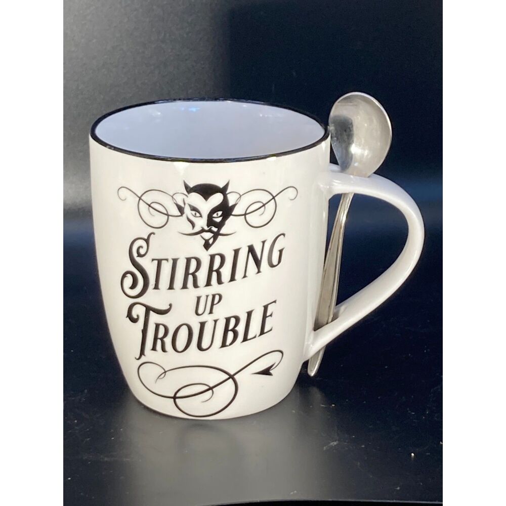 Stirring Up Trouble Gothic 12 oz Tea Coffee Mug & spoon Alchemy England preowned